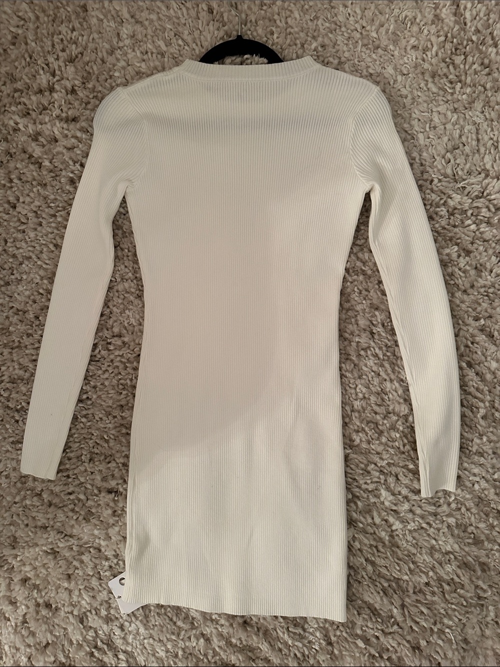 Commense White Ribbed Long Sleeve Bodycon Dress - Picture 7 of 8